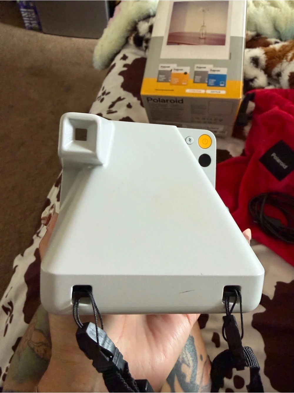 Polaroid Now Instant Camera Bundle – White with Rainbow Accent